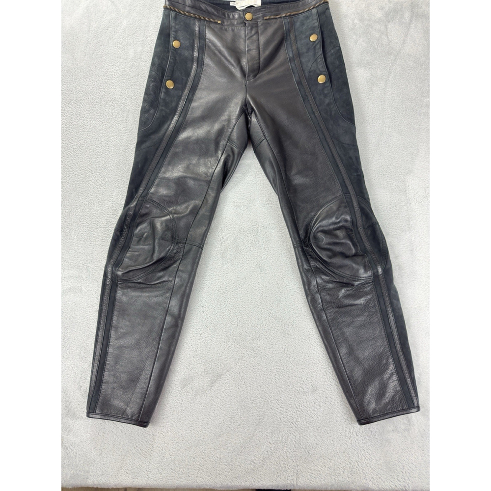 Chloe Women's Size 36 EU 100% Calfskin Leather Rare Designer Ankle Zip Pants - Picture 15 of 16